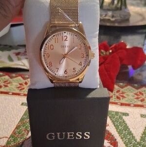 Guess Gold-Tone Mesh Watch